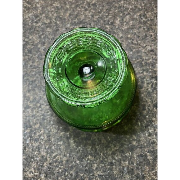 Vintage E O Brody Co Pressed Glass Candy Dish Emerald Green M600 Raised - Picture 7 of 10